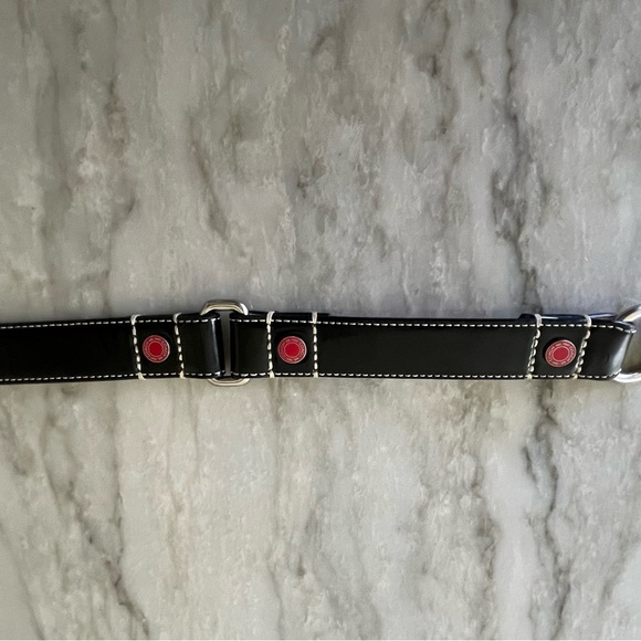 RARE! Coach Large Vintage Dog Leash Black Patent Leather with Red Grommets - Picture 8 of 10